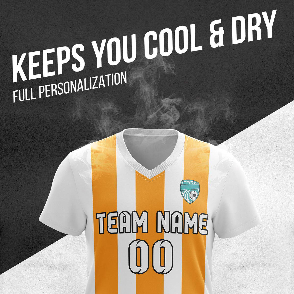 Soccer Jersey - V Neck - Stripe - Design 1 - White