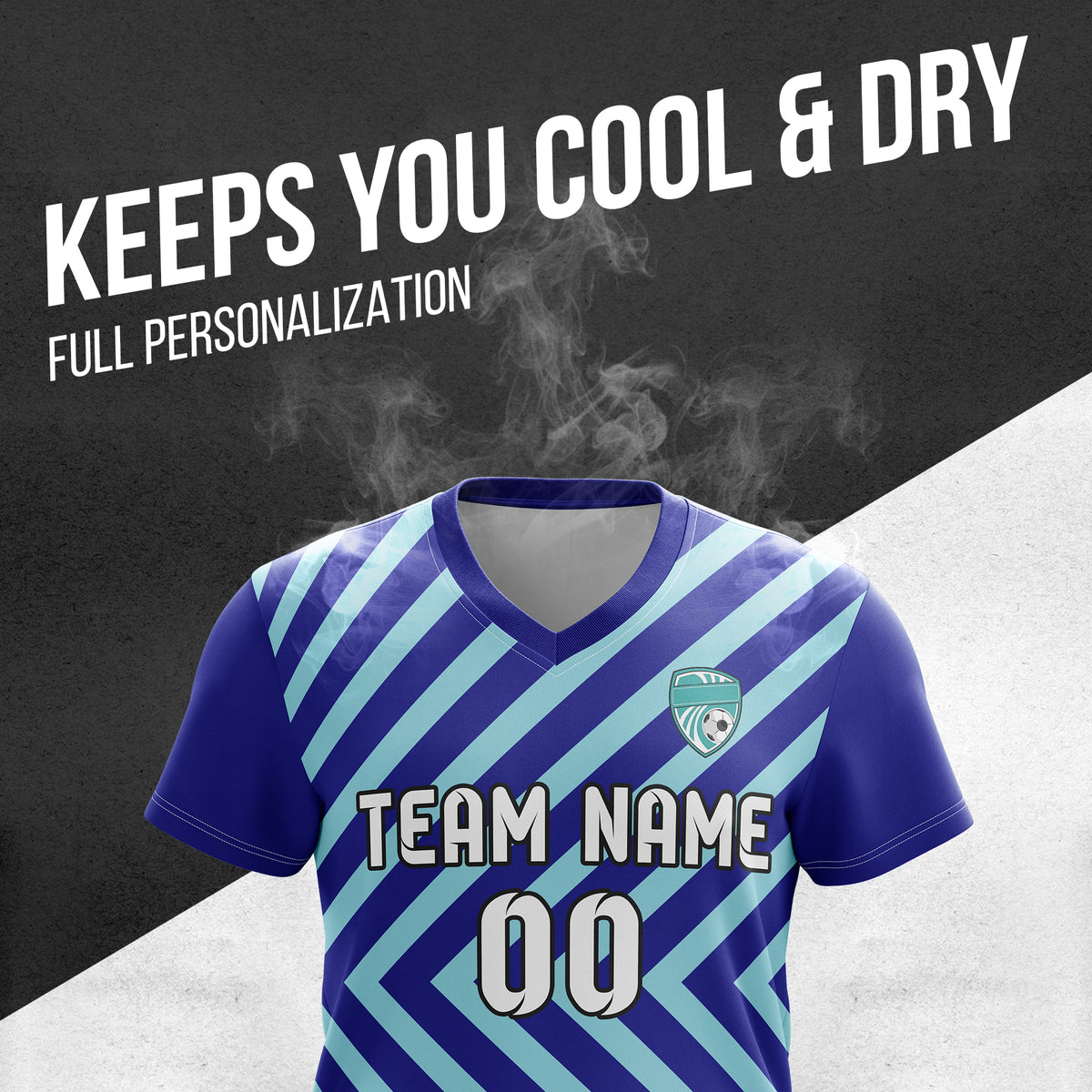 Soccer Jersey - V Neck - Stripe - Design 3 - Navy