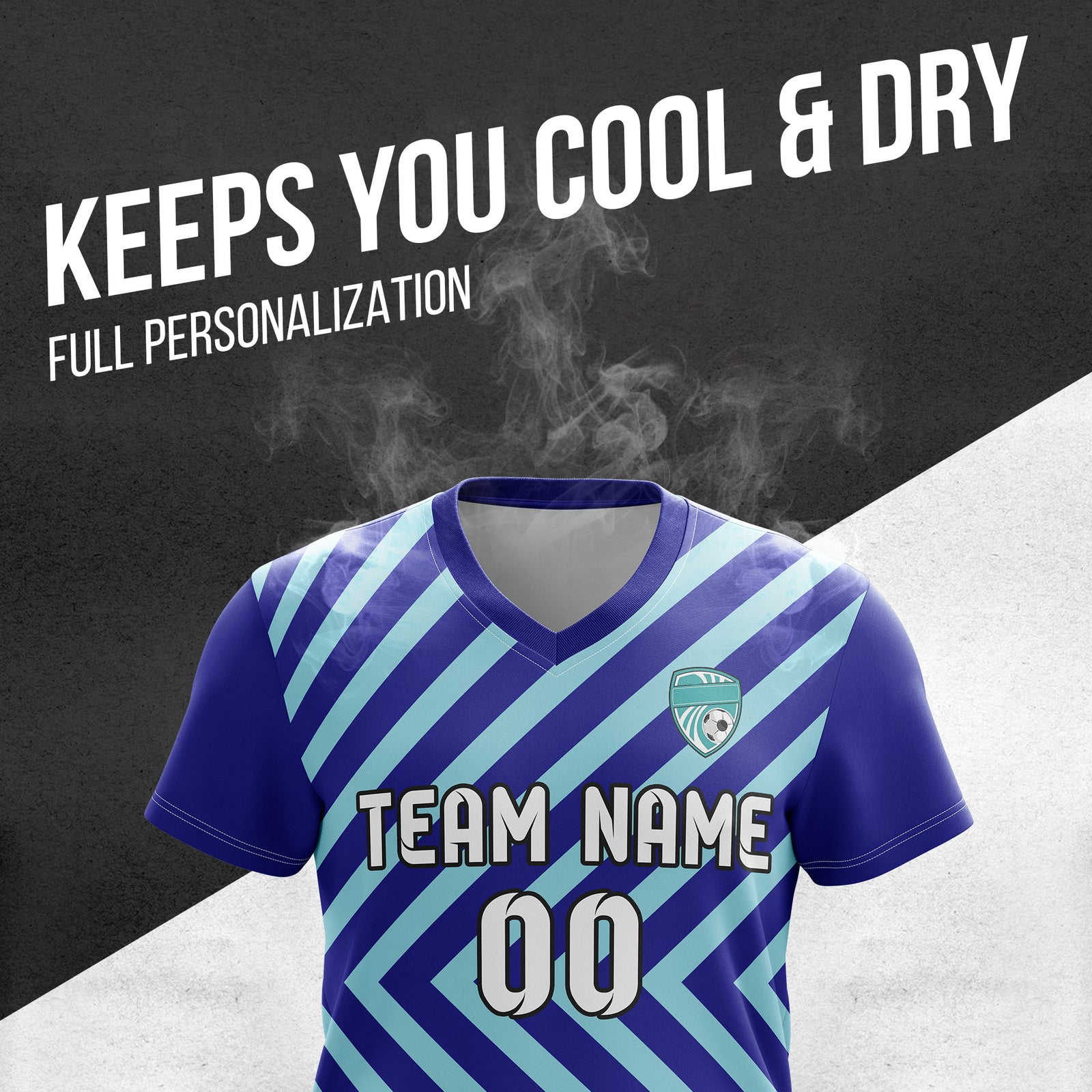 Soccer Jersey - V Neck - Stripe - Design 3 - Navy