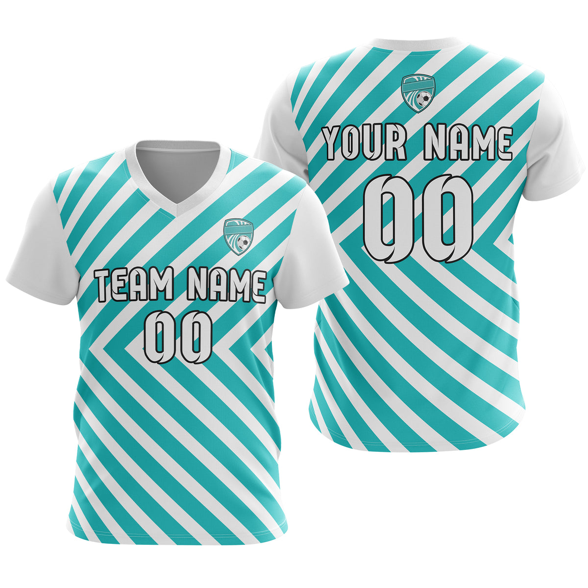 Soccer Jersey - V Neck - Stripe - Design 3 - White