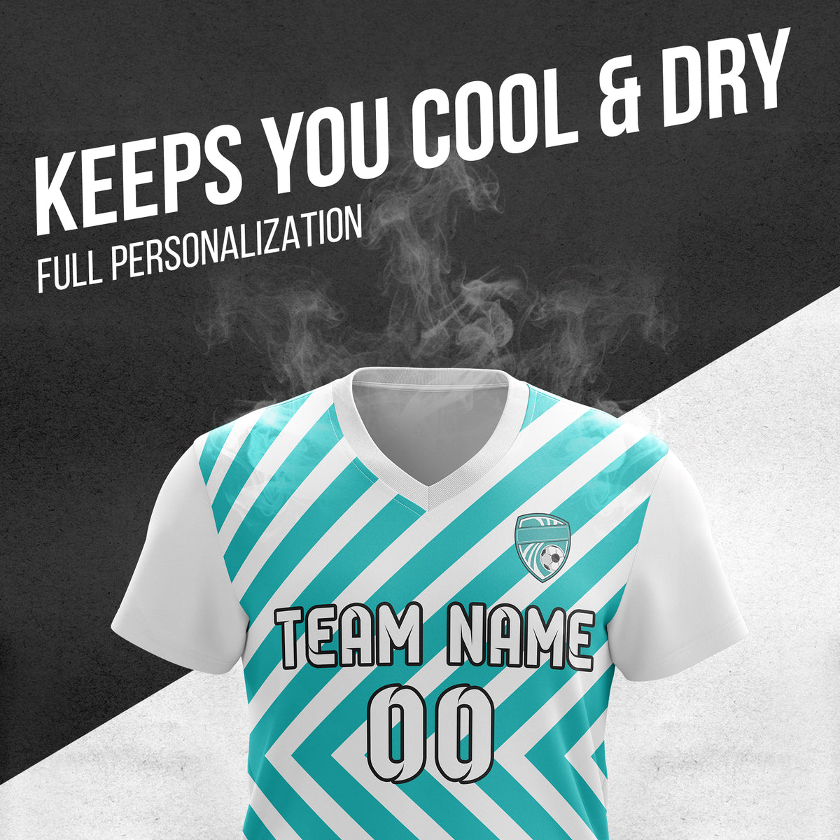 Soccer Jersey - V Neck - Stripe - Design 3 - White