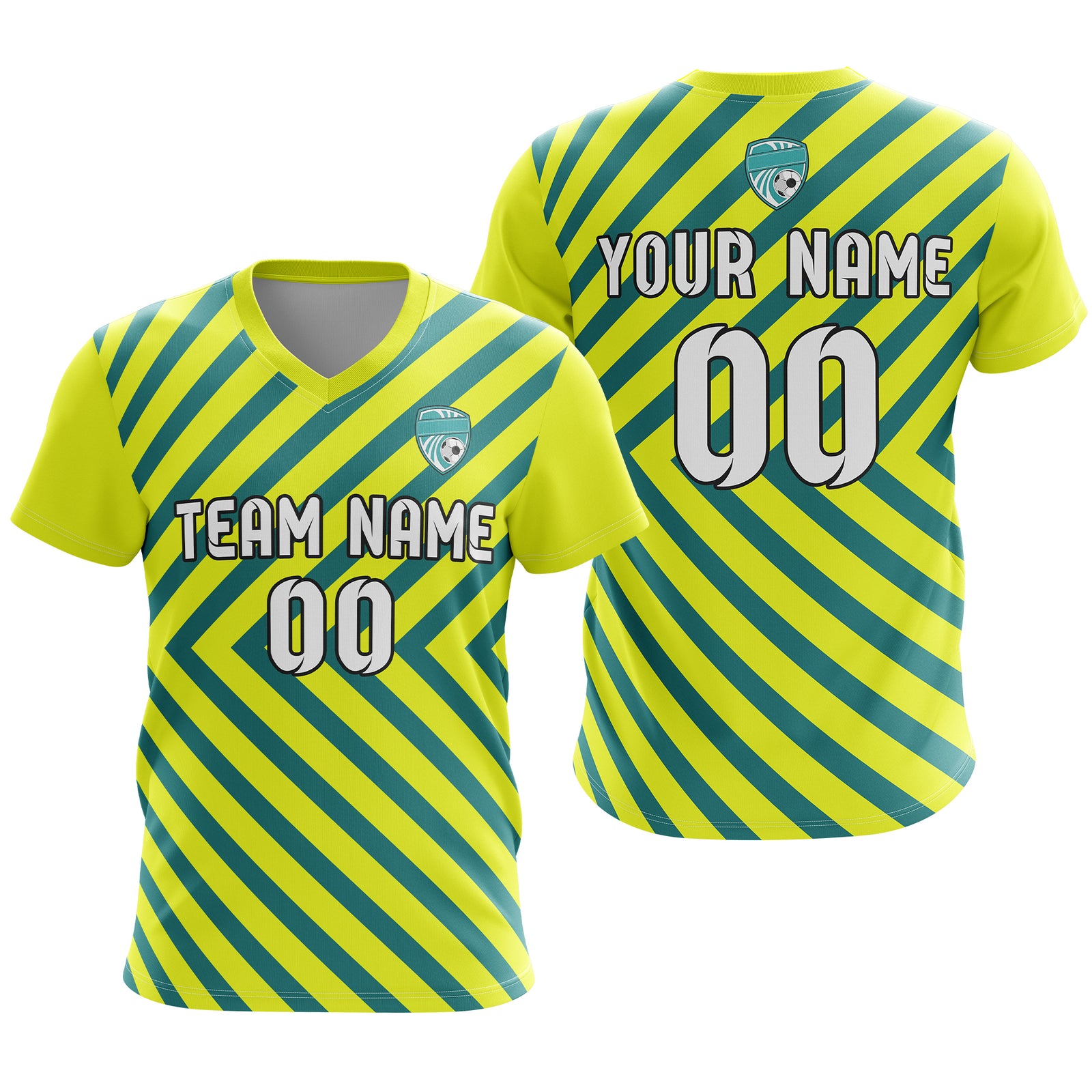 Soccer Jersey - V Neck - Stripe - Design 3 - Yellow