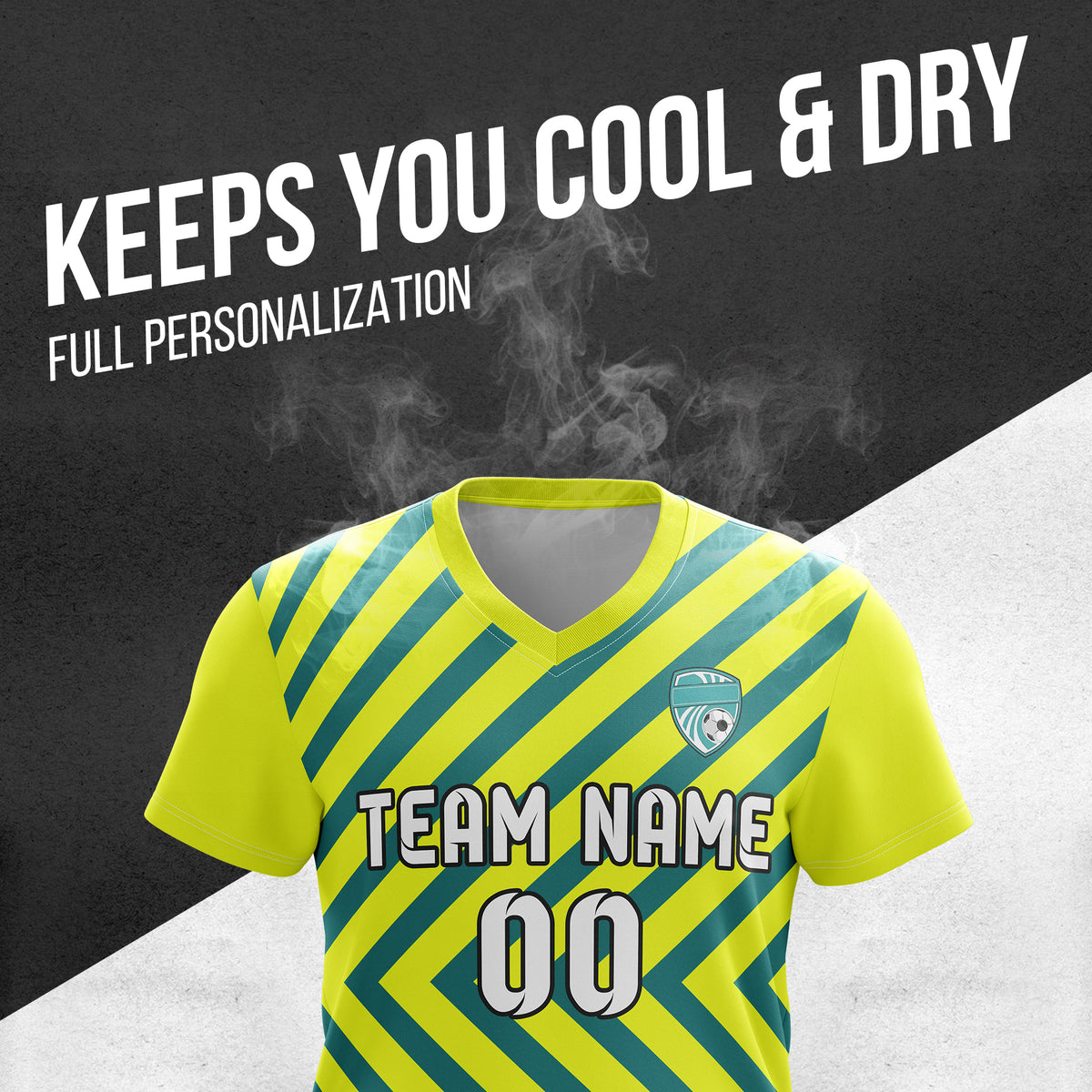 Soccer Jersey - V Neck - Stripe - Design 3 - Yellow