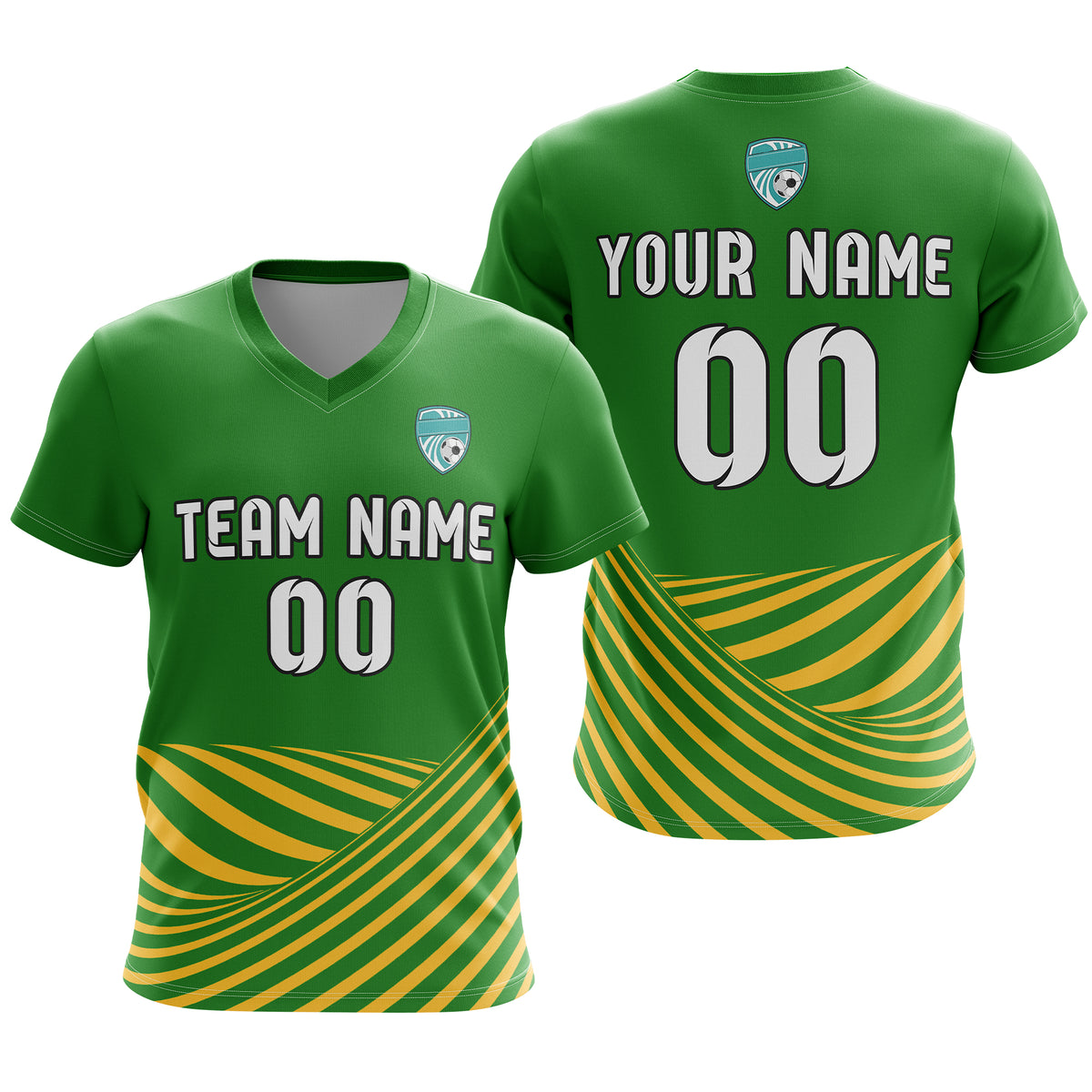 Soccer Jersey - V Neck - Stripe - Design 4 - Green