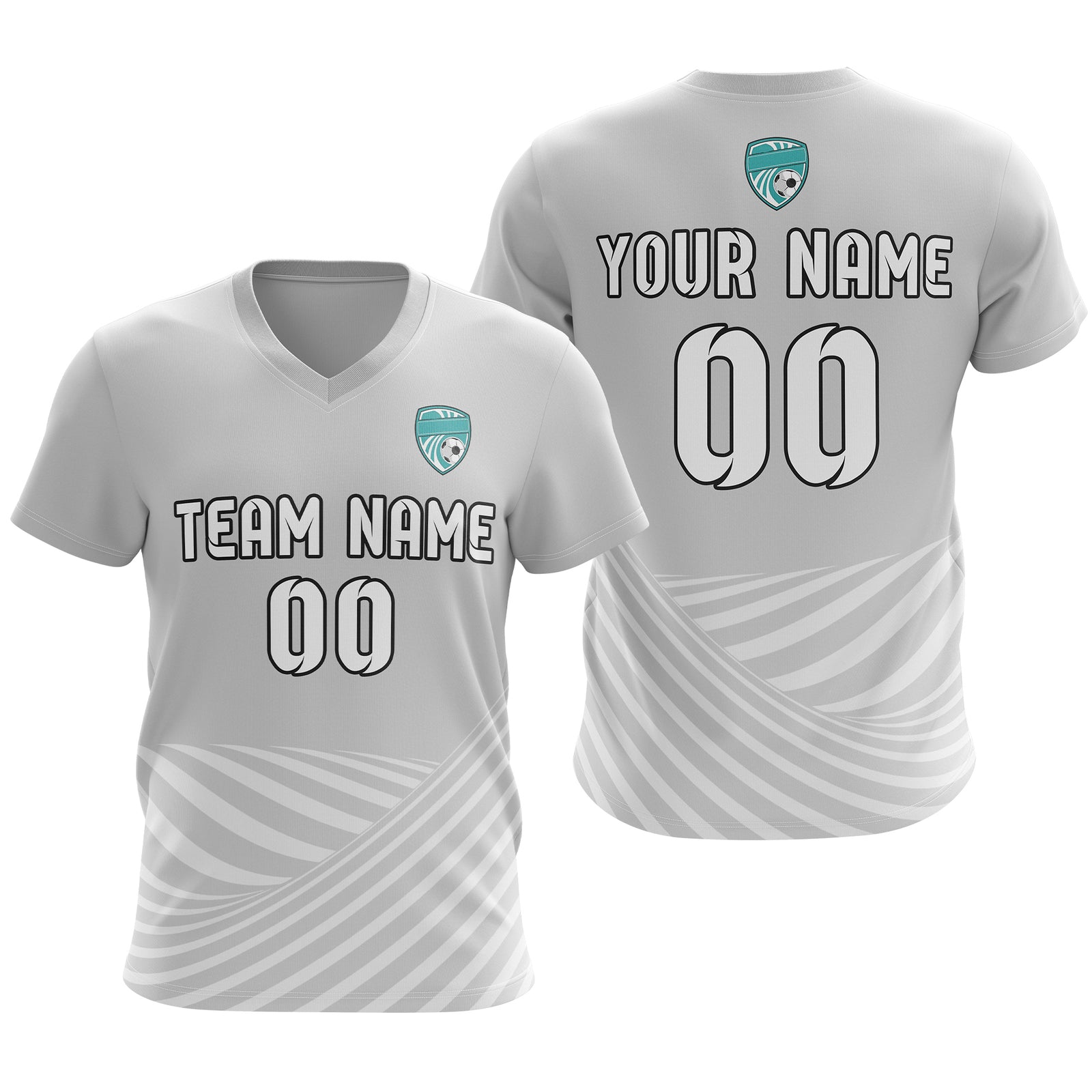 Soccer Jersey - V Neck - Stripe - Design 4 - Grey