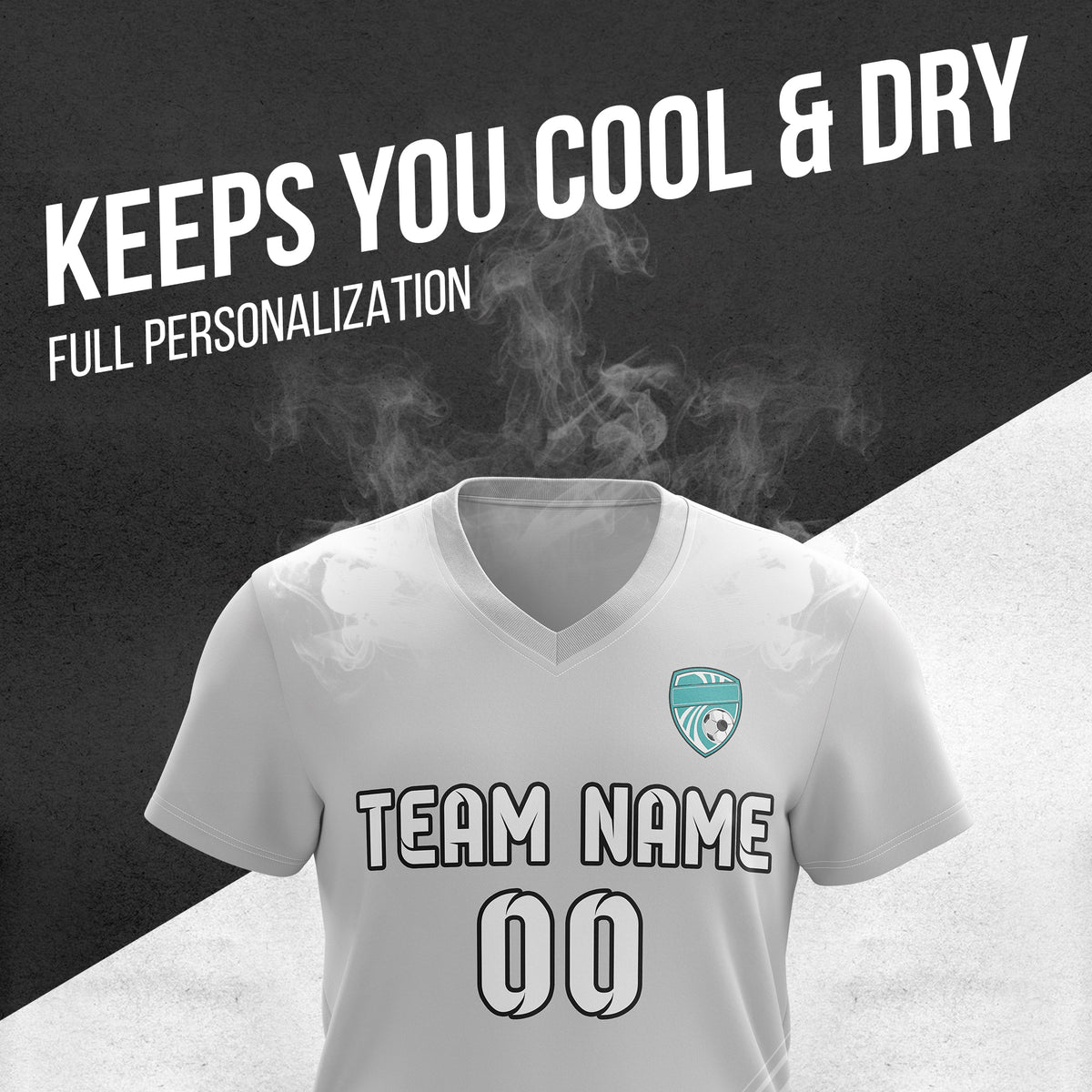 Soccer Jersey - V Neck - Stripe - Design 4 - Grey