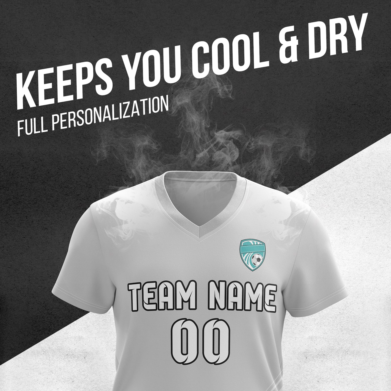 Soccer Jersey - V Neck - Stripe - Design 4 - Grey