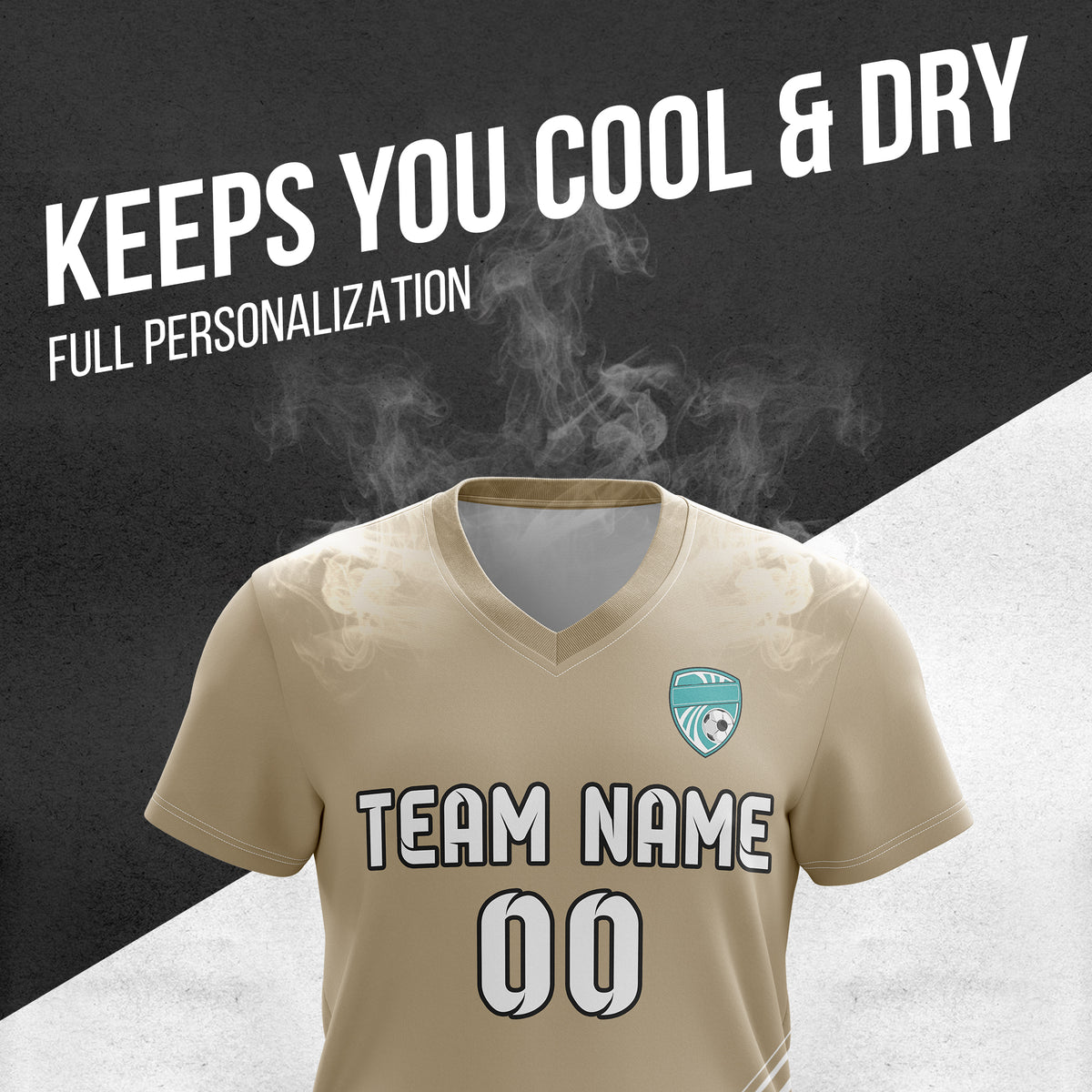 Soccer Jersey - V Neck - Stripe - Design 4 - Khakhii