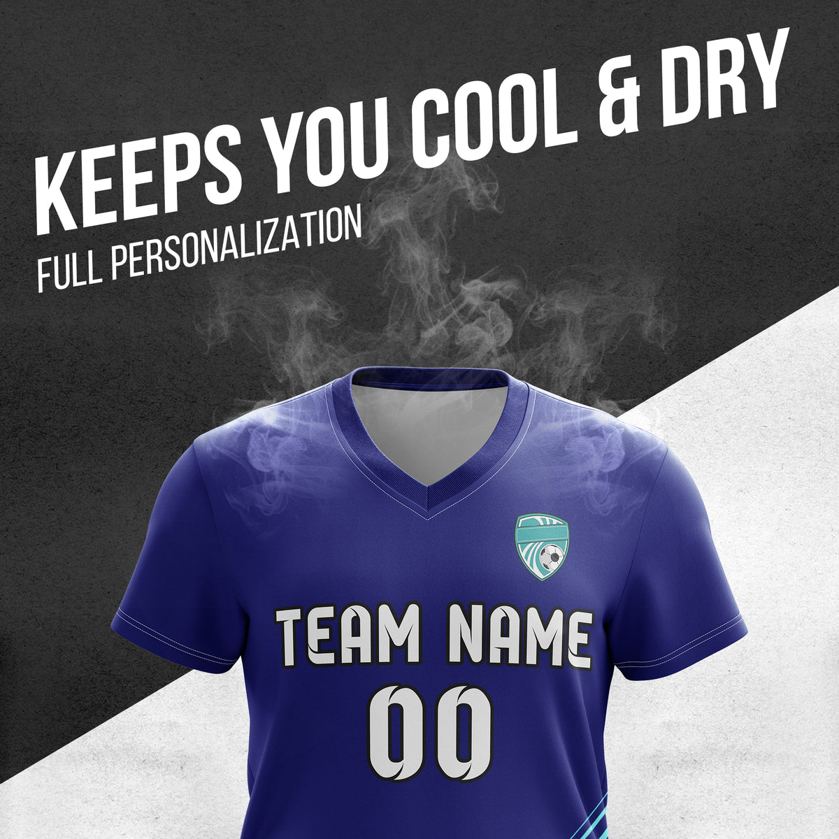 Soccer Jersey - V Neck - Stripe - Design 4 - Navy