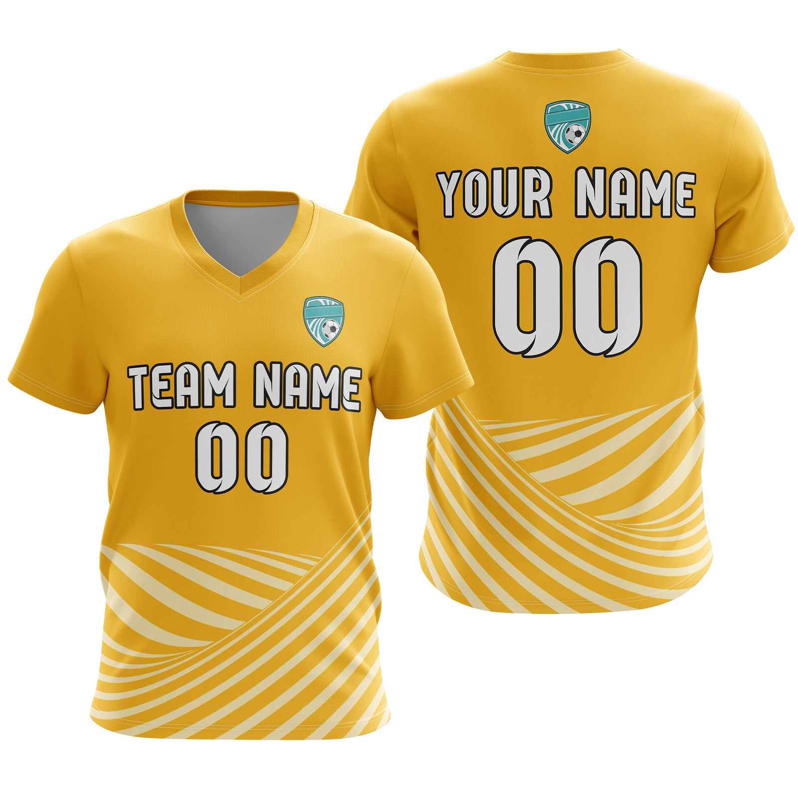 Soccer Jersey - V Neck - Stripe - Design 4 - Orange