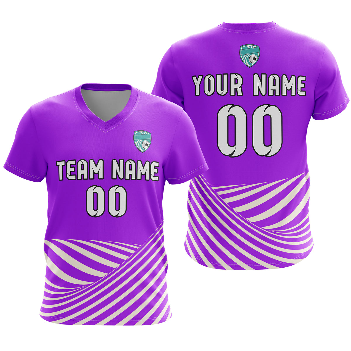 Soccer Jersey - V Neck - Stripe - Design 4 - Purple