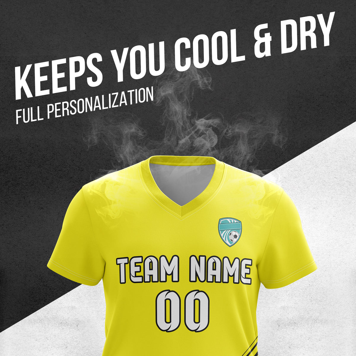 Soccer Jersey - V Neck - Stripe - Design 4 - Yellow