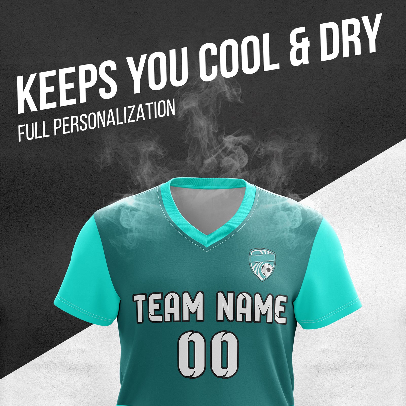 Soccer Jersey - V Neck - Stripe - Design 5 - Aqua