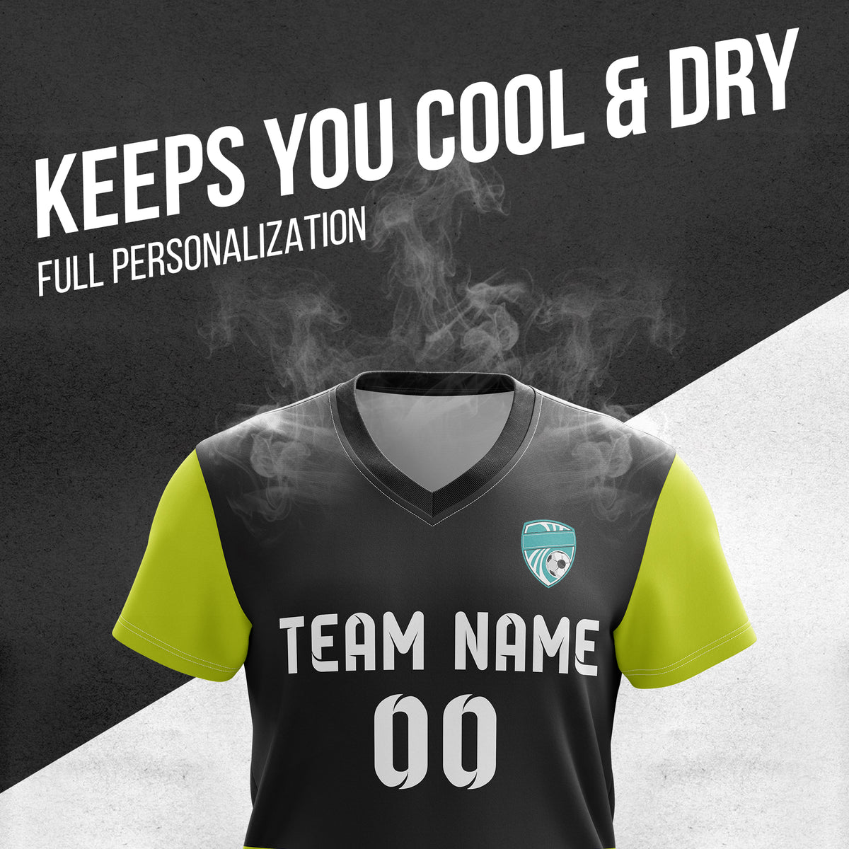 Soccer Jersey - V Neck - Stripe - Design 5 - Black