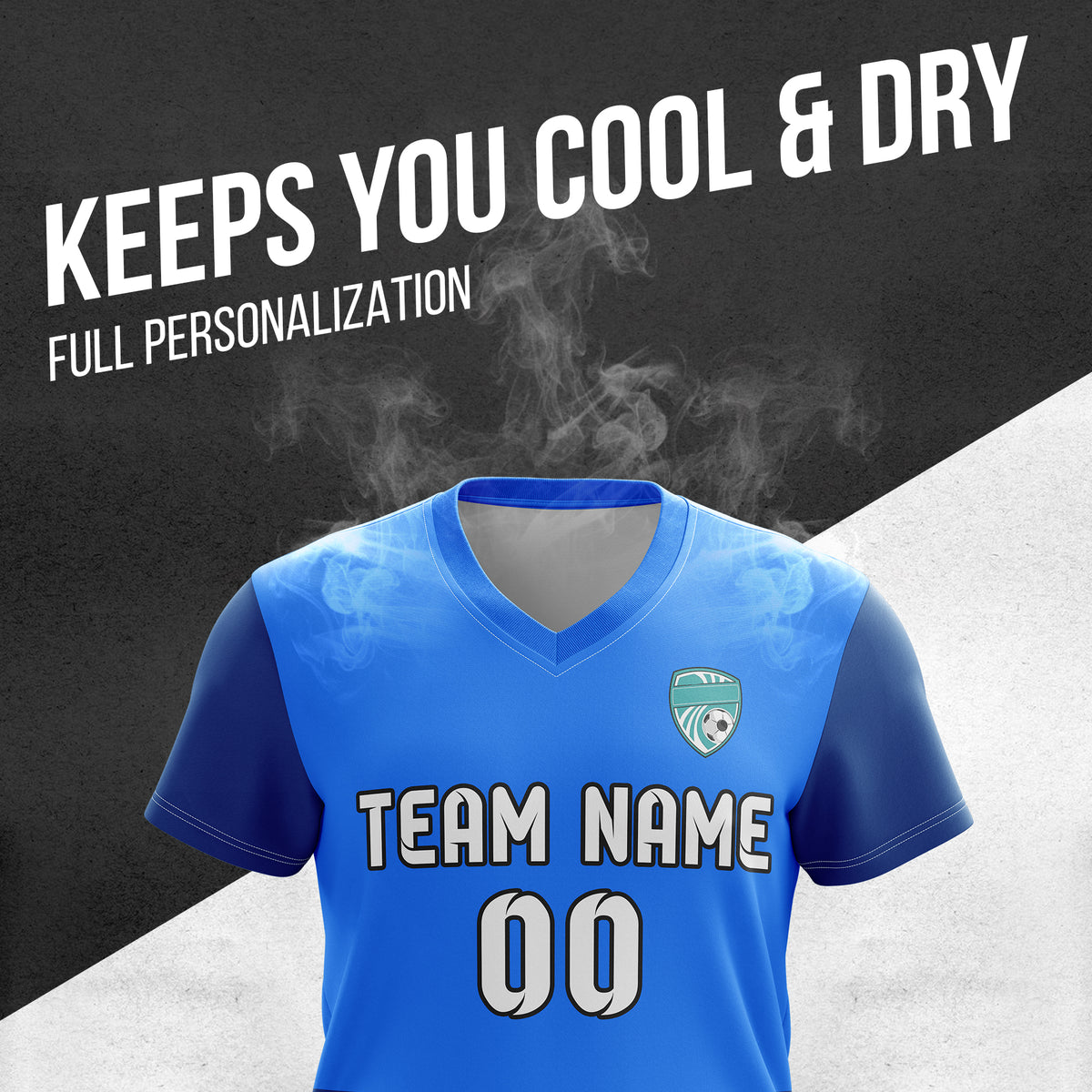 Soccer Jersey - V Neck - Stripe - Design 5 - Blue