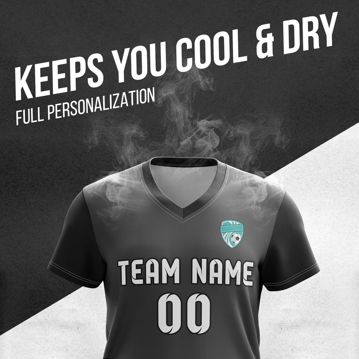 Soccer Jersey - V Neck - Stripe - Design 5 - Dark Grey