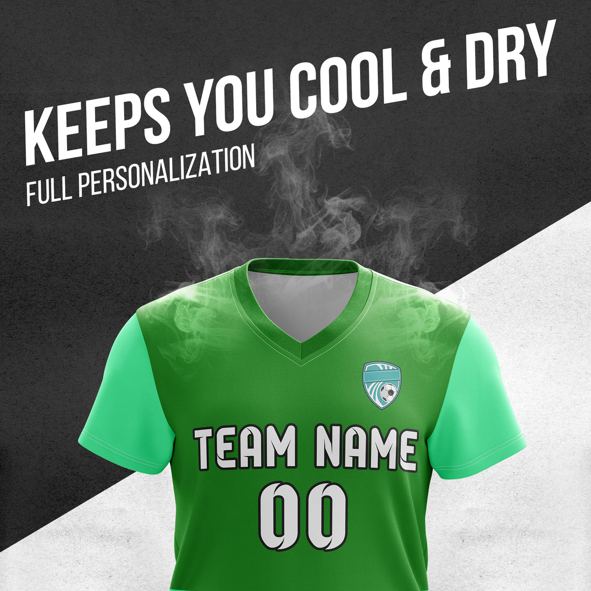 Soccer Jersey - V Neck - Stripe - Design 5 - Green