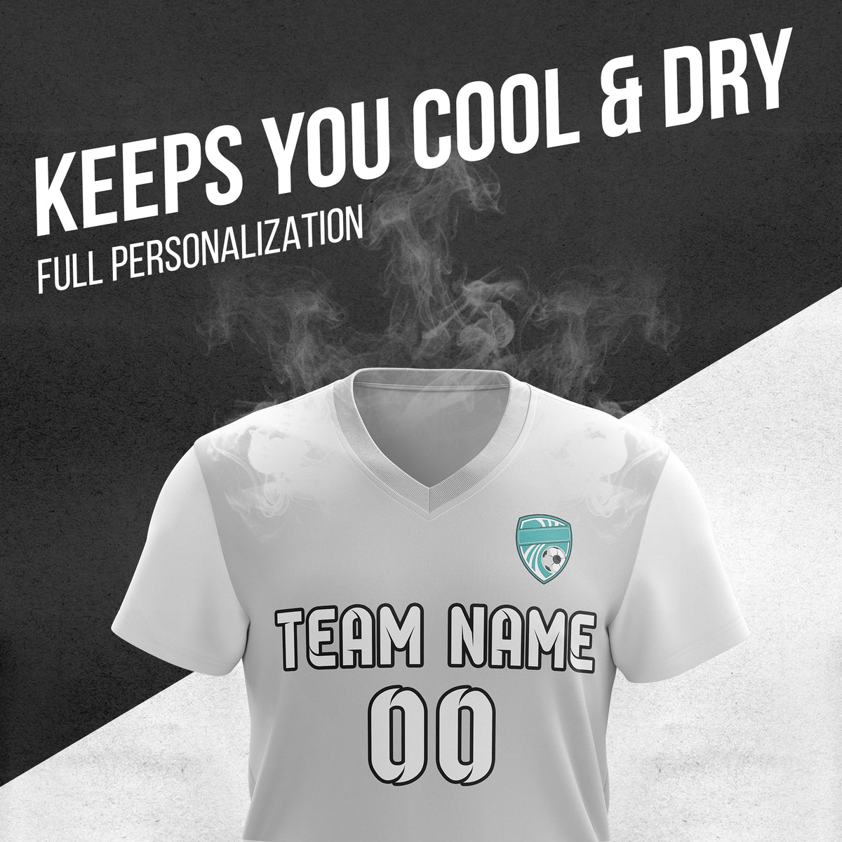 Soccer Jersey - V Neck - Stripe - Design 5 - Grey