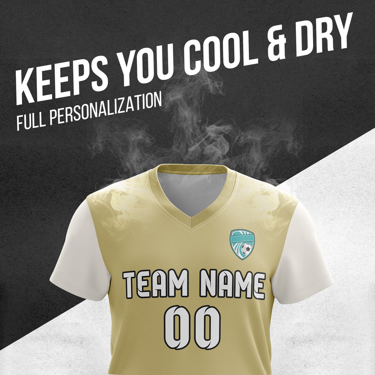 Soccer Jersey - V Neck - Stripe - Design 5 - Khakhii