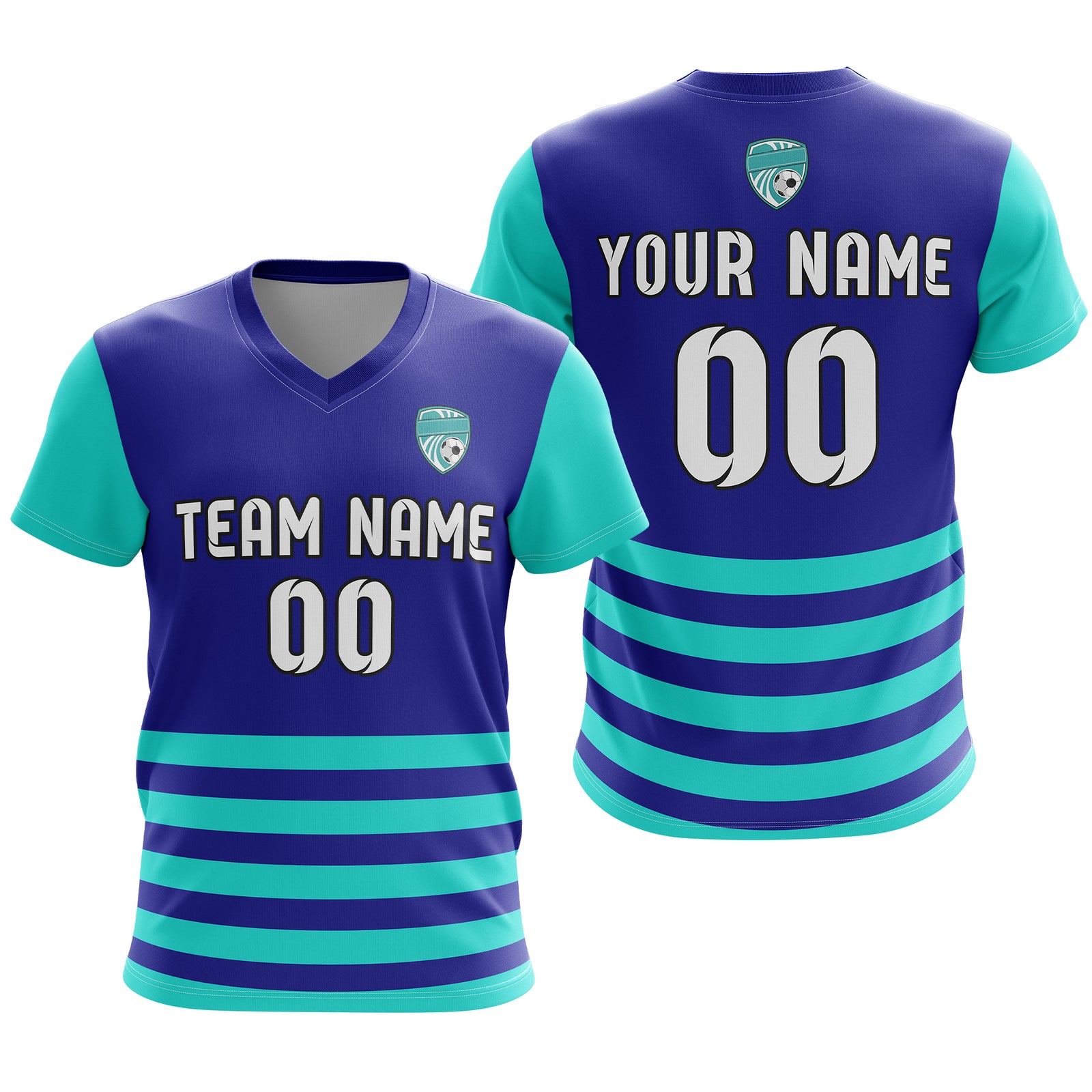 Soccer Jersey - V Neck - Stripe - Design 5 - Navy