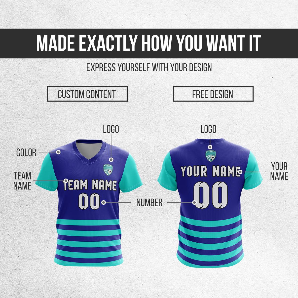 Soccer Jersey - V Neck - Stripe - Design 5 - Navy