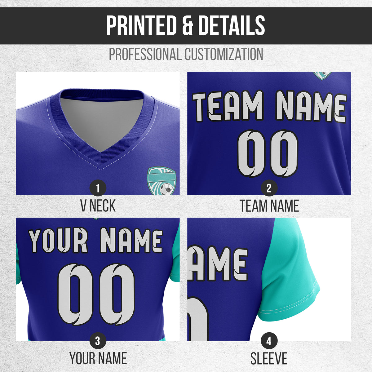 Soccer Jersey - V Neck - Stripe - Design 5 - Navy