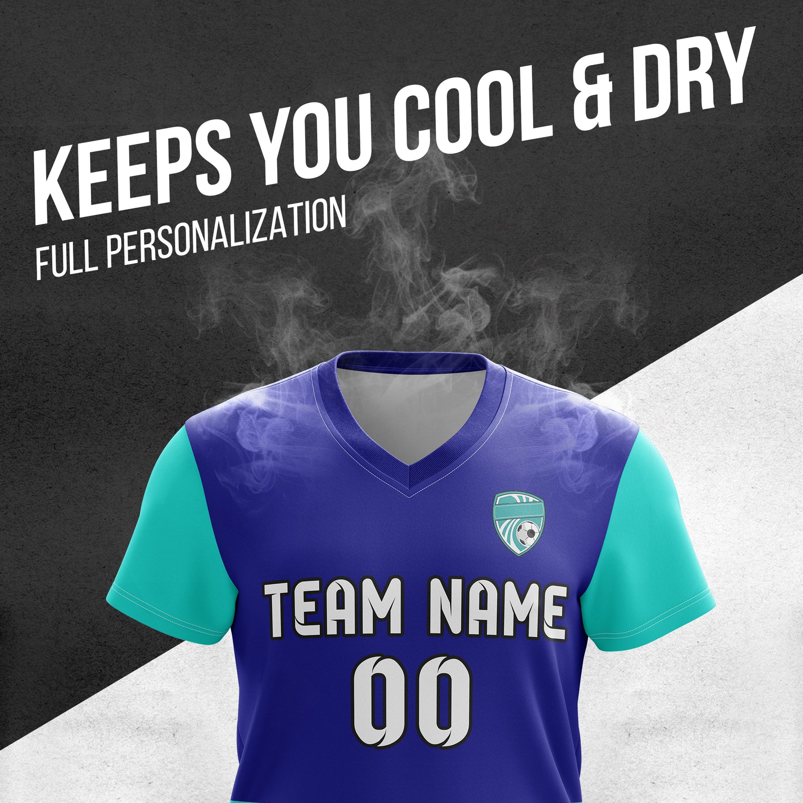 Soccer Jersey - V Neck - Stripe - Design 5 - Navy