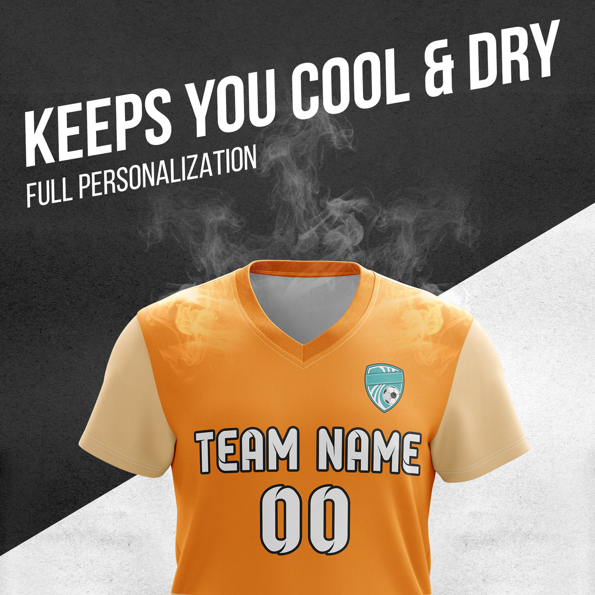 Soccer Jersey - V Neck - Stripe - Design 5 - Orange