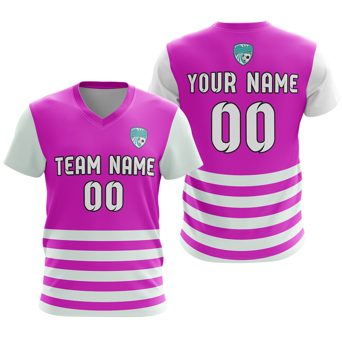 Soccer Jersey - V Neck - Stripe - Design 5 - Purple