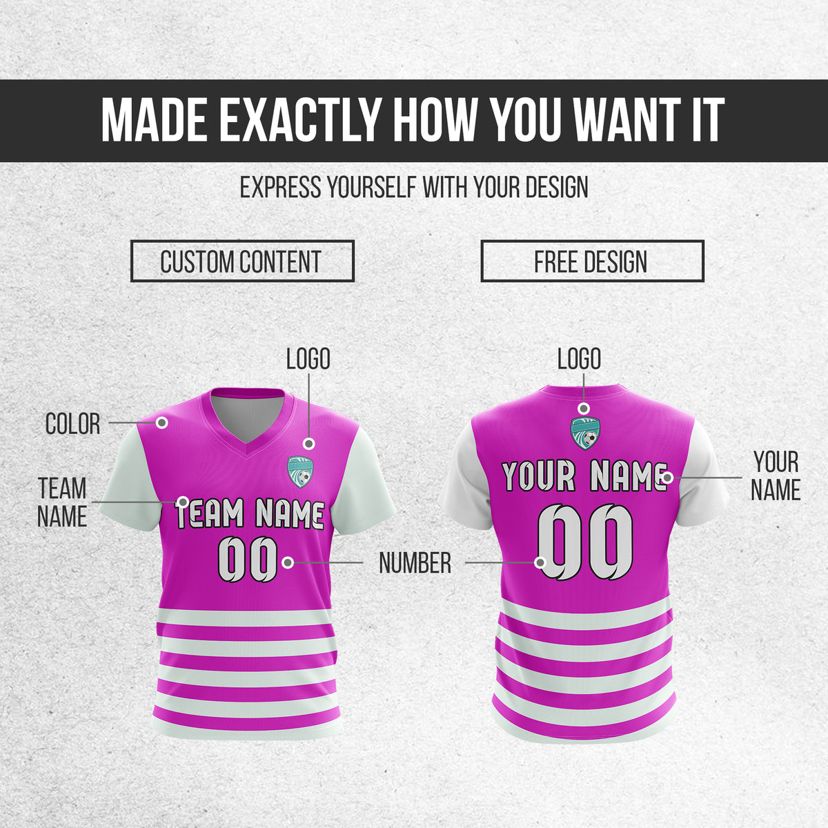 Soccer Jersey - V Neck - Stripe - Design 5 - Purple