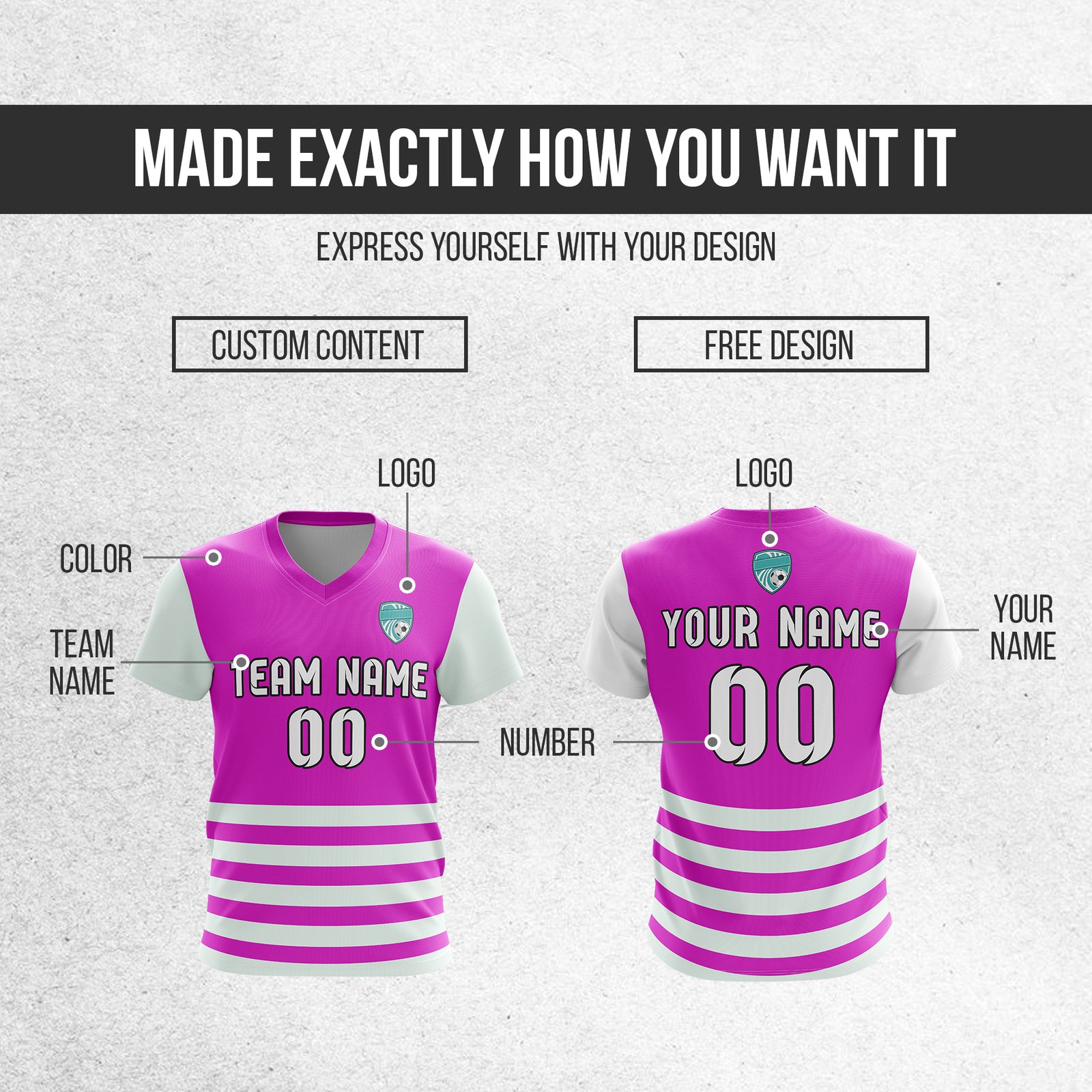 Soccer Jersey - V Neck - Stripe - Design 5 - Purple