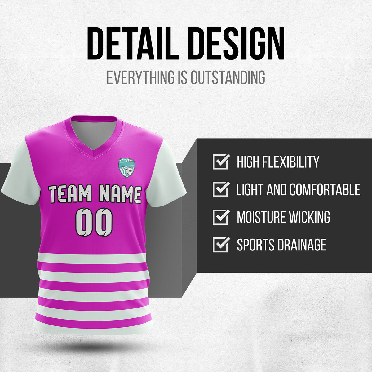 Soccer Jersey - V Neck - Stripe - Design 5 - Purple