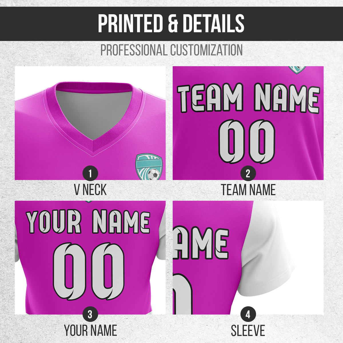 Soccer Jersey - V Neck - Stripe - Design 5 - Purple