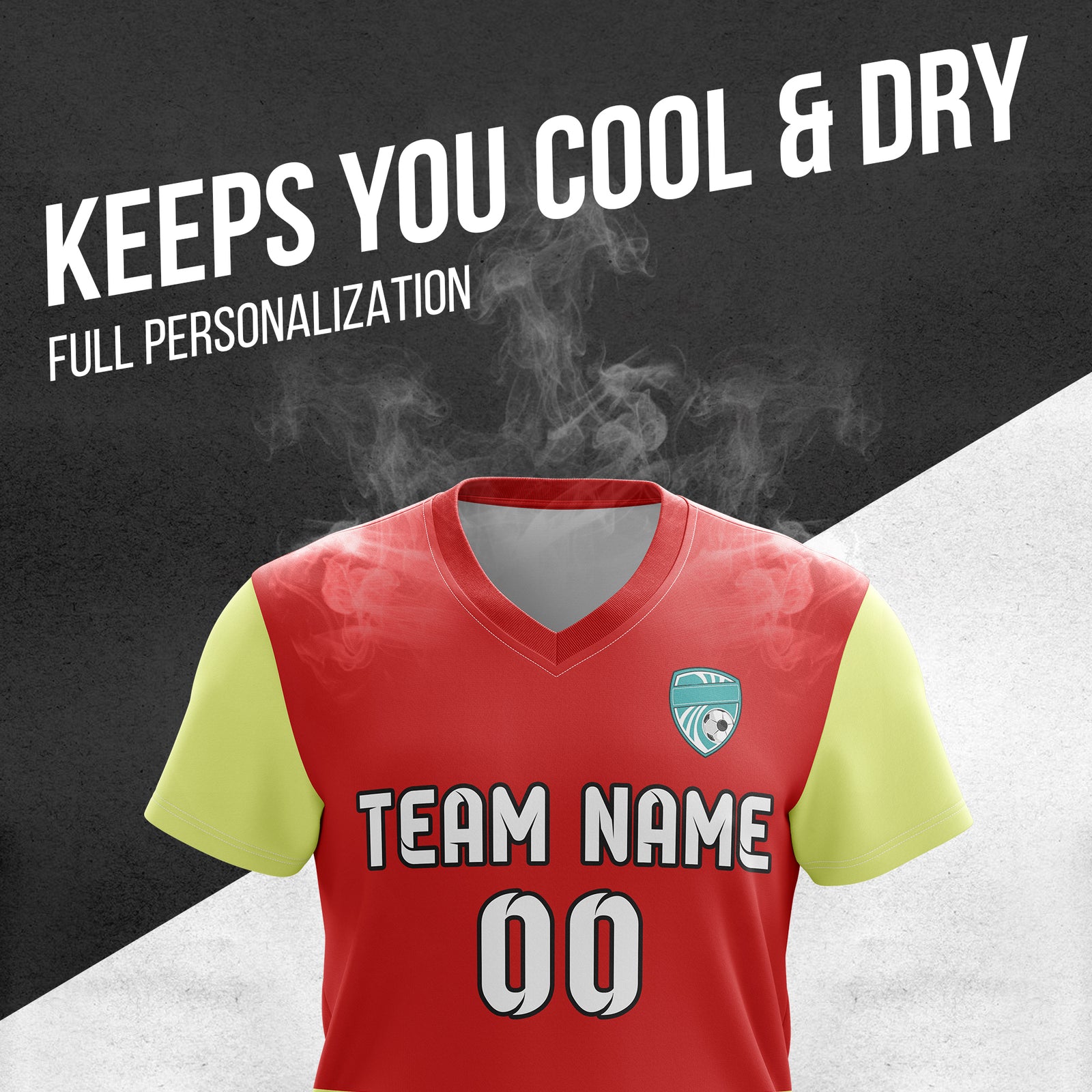 Soccer Jersey - V Neck - Stripe - Design 5 - Red