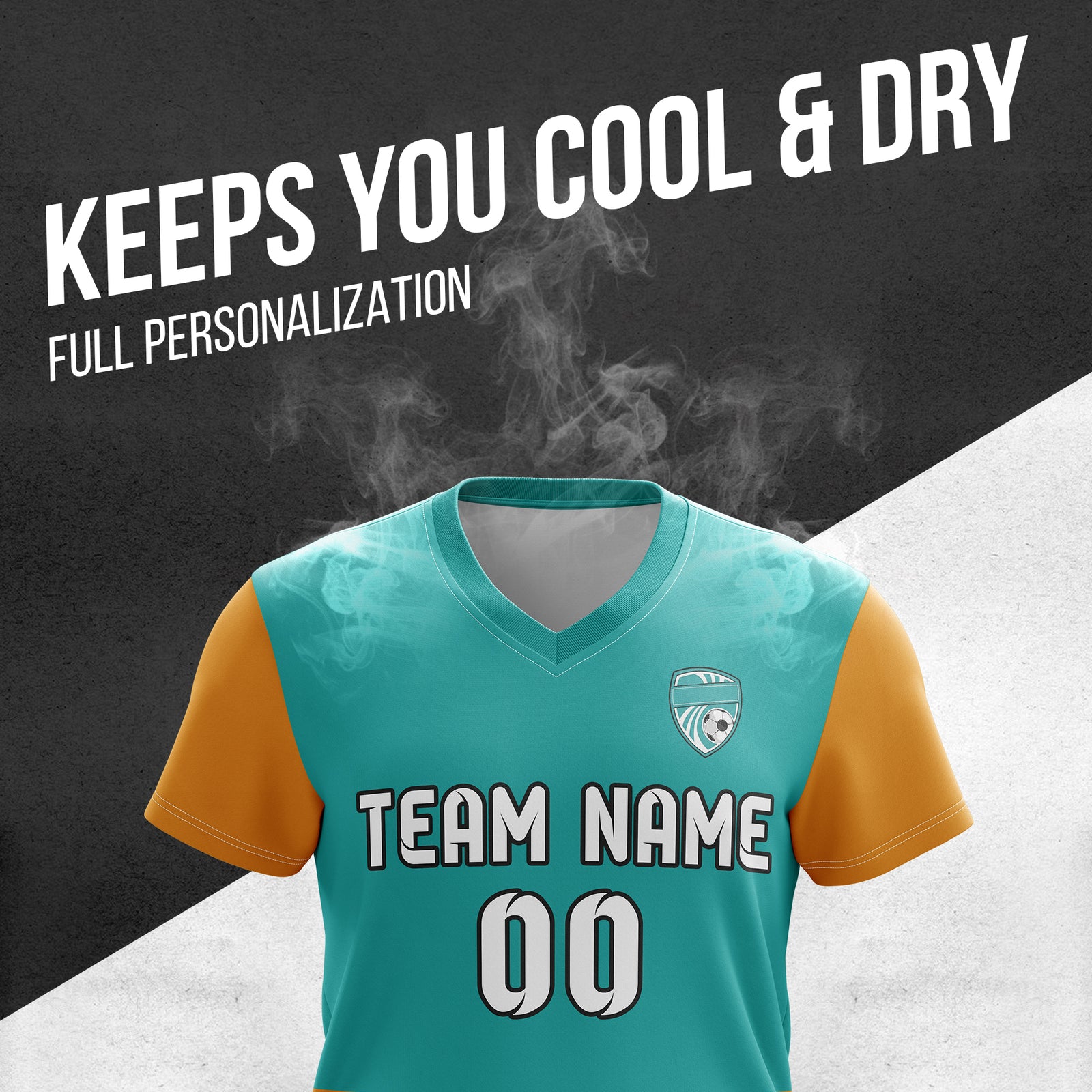 Soccer Jersey - V Neck - Stripe - Design 5 - Teal