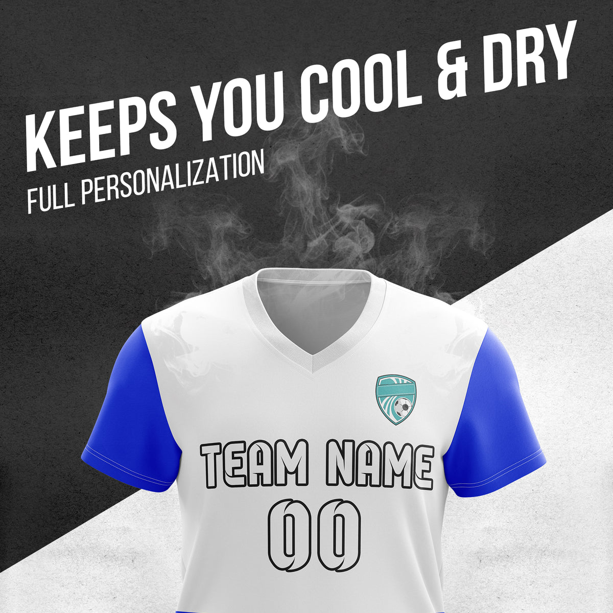 Soccer Jersey - V Neck - Stripe - Design 5 - White