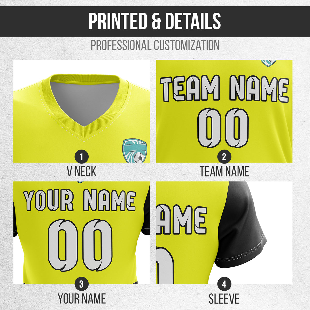 Soccer Jersey - V Neck - Stripe - Design 5 - Yellow