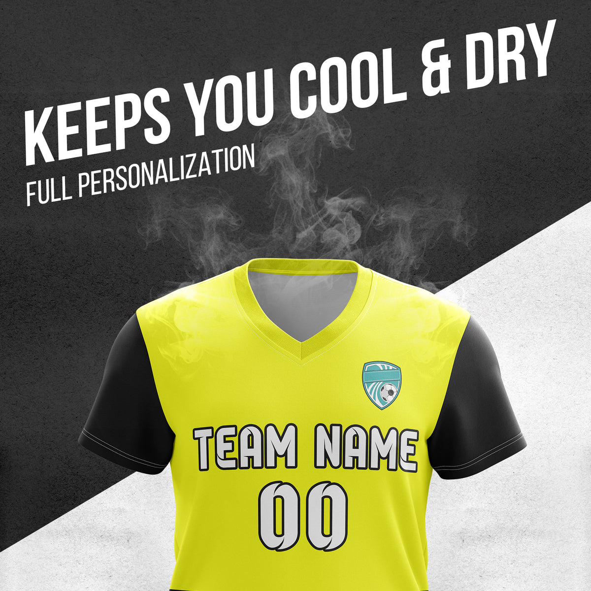 Soccer Jersey - V Neck - Stripe - Design 5 - Yellow