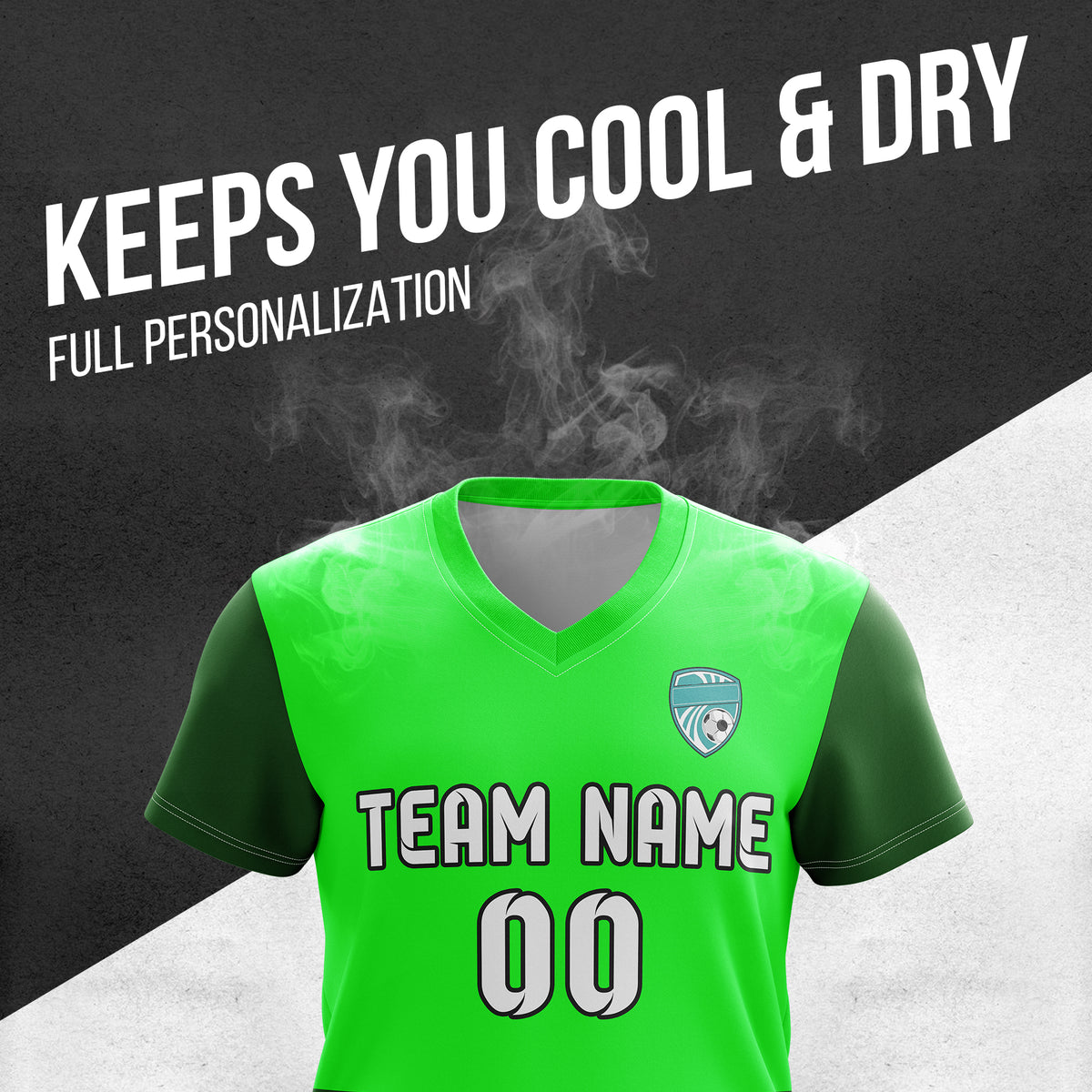 Soccer Jersey - V Neck - Stripe - Design 5 - neon Green