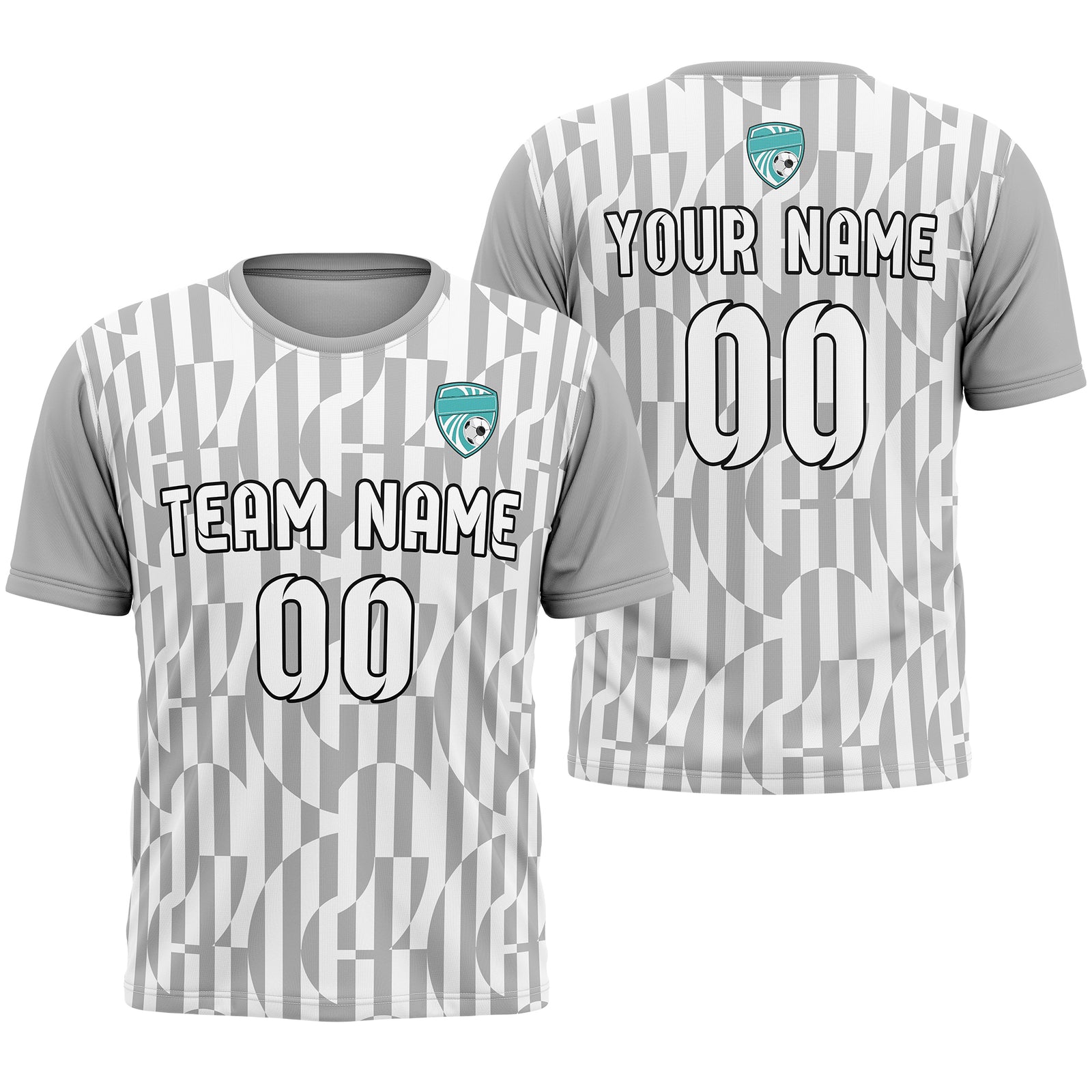 Soccer Jersey - Round Neck - Full Pattern - Design 4 - Grey