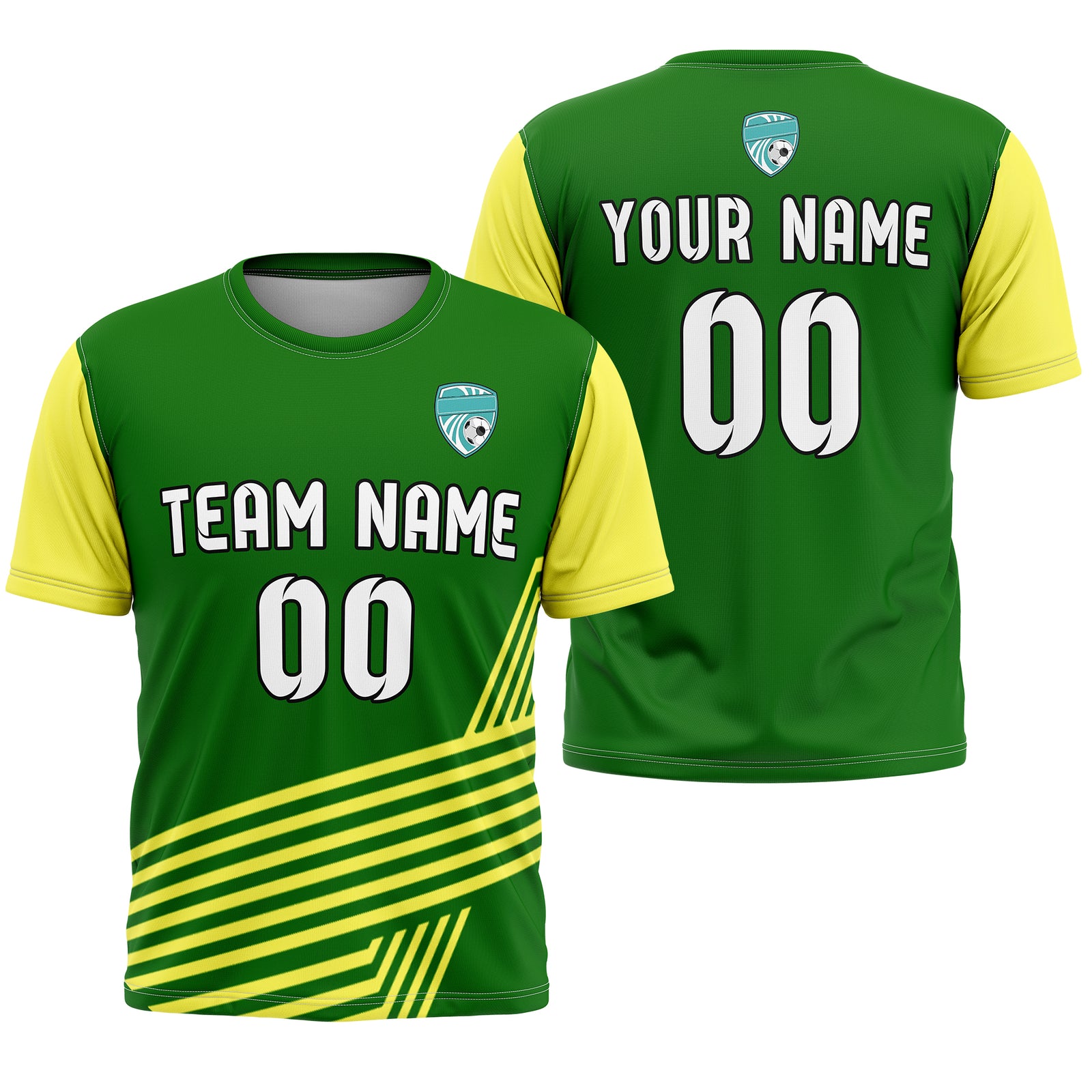 Soccer Jersey - Round Neck - Side Pattern - Design 4 - Green