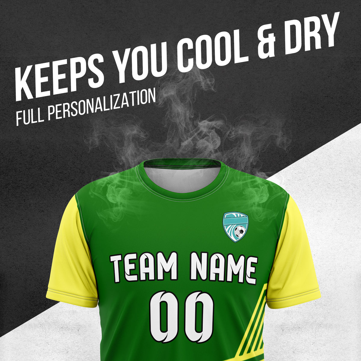 Soccer Jersey - Round Neck - Side Pattern - Design 4 - Green